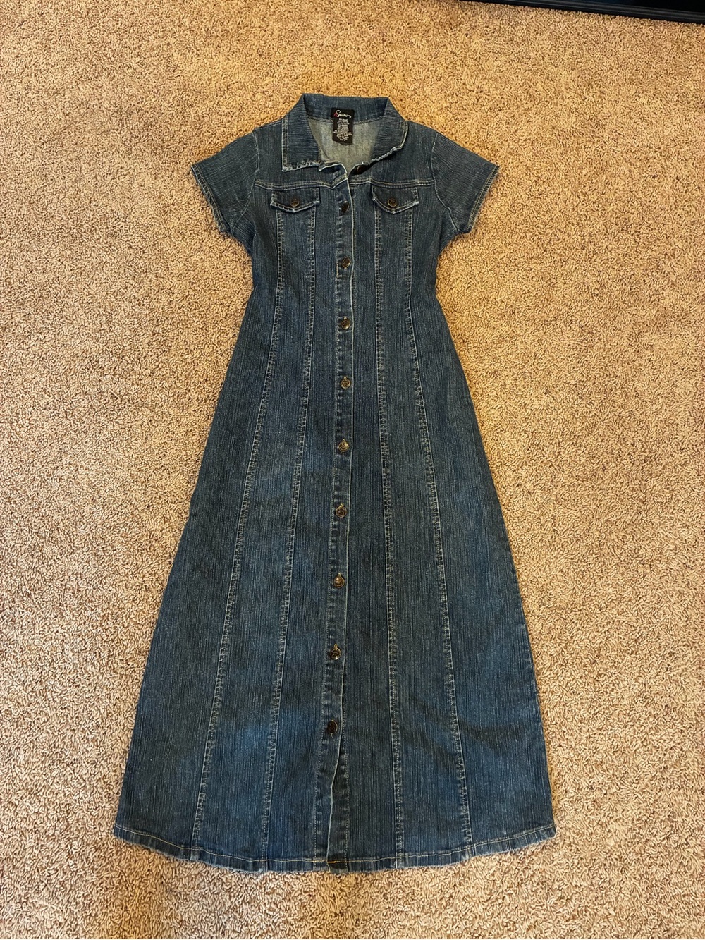 Girls Denim Button-Front Denim Dress